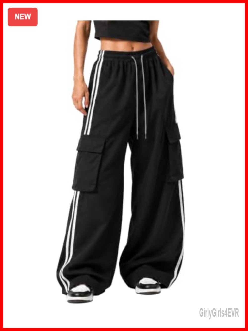 Women's Baggy Cargo Pants Y2K Barrel Wide Leg Drawstring Streetwear Trousers